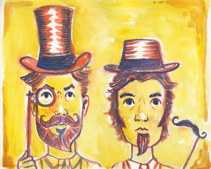 Watercolor of Neil and Pete by Pete Mitchell